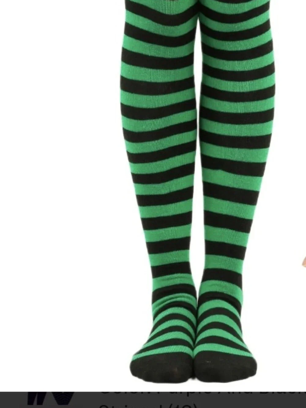 Green & Black Striped Thigh-High Socks & Arm Warmers